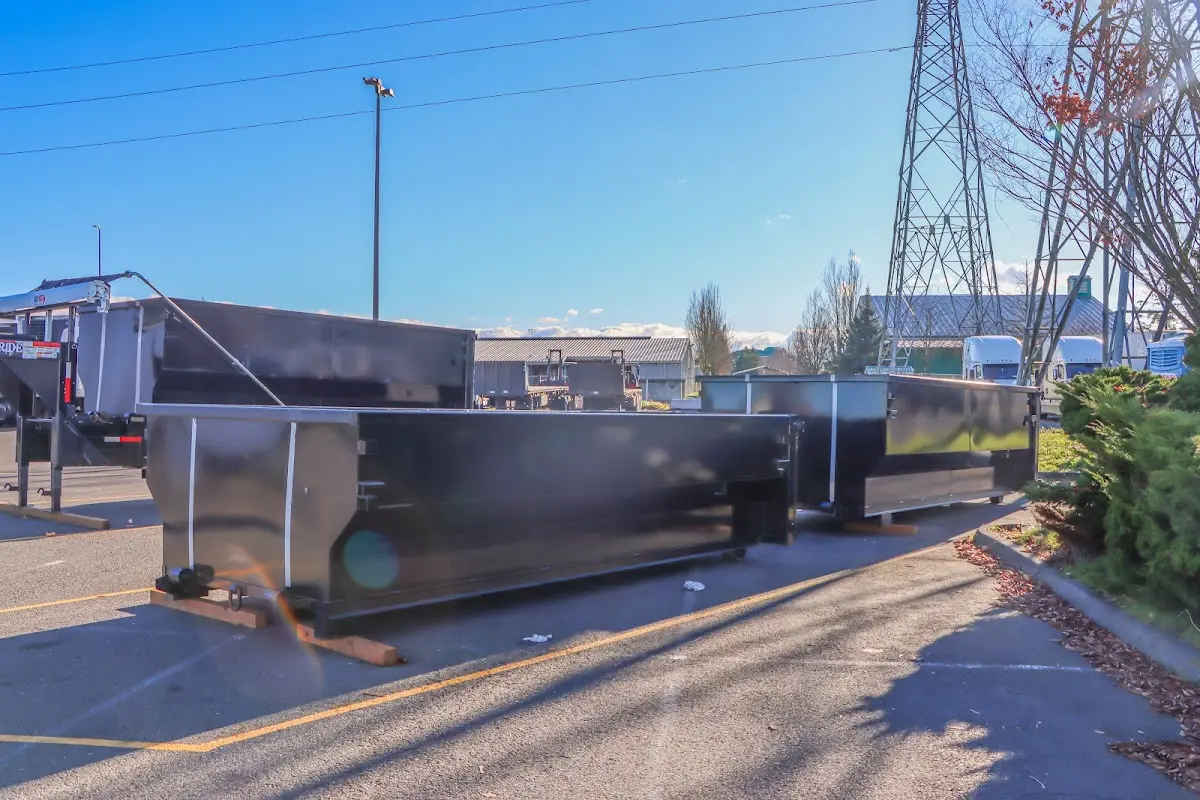Roll-off dumpster ready for waste disposal at job site for 10 Yard Dumpster Rental in Greenville